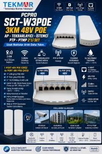 PCPRO SCT-W3POE 3KM 48V POE AP-REPEATER-CLIENT PTP-PTMP 2 Lİ SET - 2